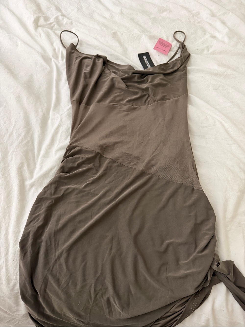 PrettyLittleThing Brown Slip Midi Dress